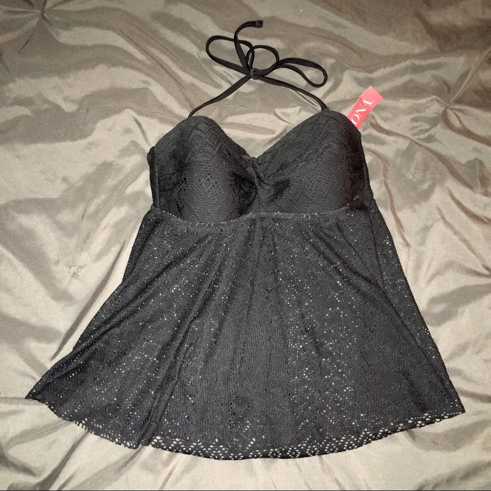 NWT Merona Crochet Halter Tankini Swim Top